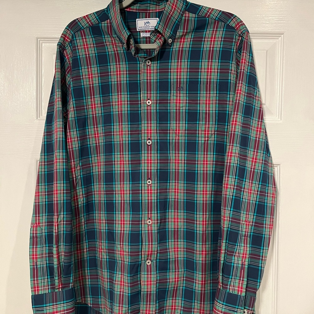 Men's SouthernTied Plaid Shirt - Blue/Green and Red